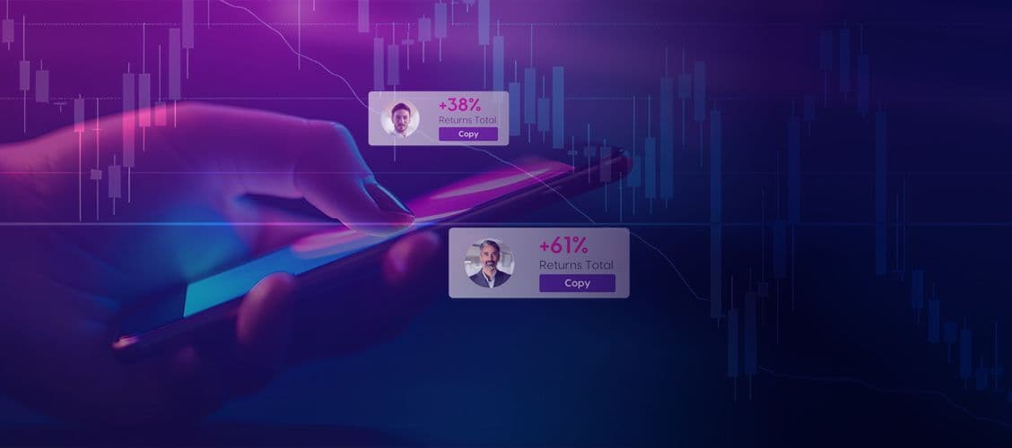 Banner promoting the INGOT Copy Trading platform, enabling traders to follow and automatically copy experienced investors' trading strategies.